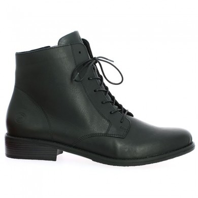 Bottines lacets noir femme chaussures Remonte grande taille, vue coté
