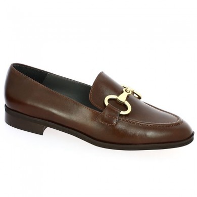 moccasin brown gold chain woman large size, profile view