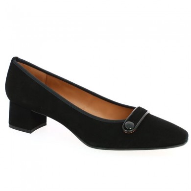 Small black velvet woman heel 42, 43, 44, 45, profile view
