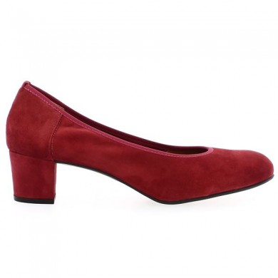 burgundy small heel pumps large size, side view
