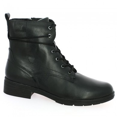 black tamaris comfort lace-up boots large size woman, profile view