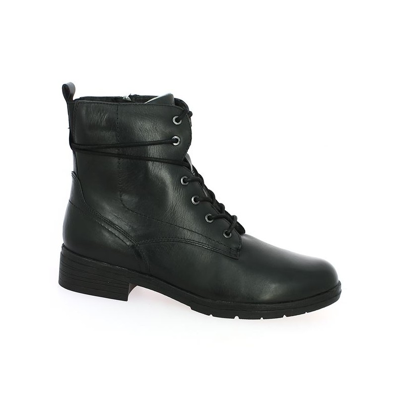 black tamaris comfort lace-up boots large size woman, profile view