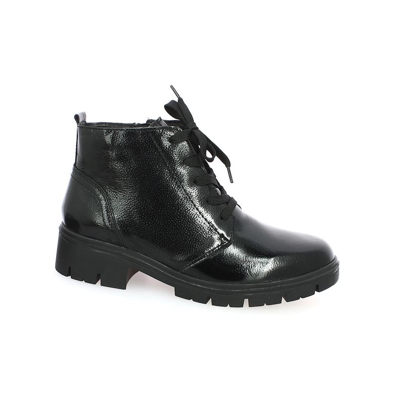 Black patent boots large size woman Shoesissime, profile view