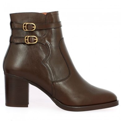 brown leather ankle boots big size woman Shoesissime, side view