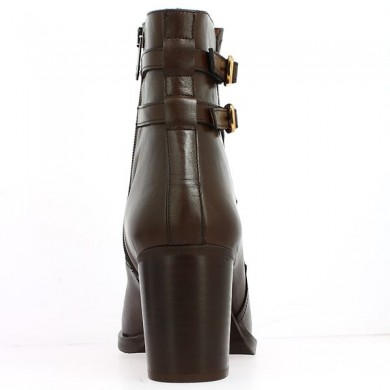 boots brown leather heel woman large size, heel view