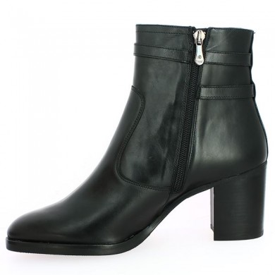 Shoesissime black leather ankle boots, large size, inside view