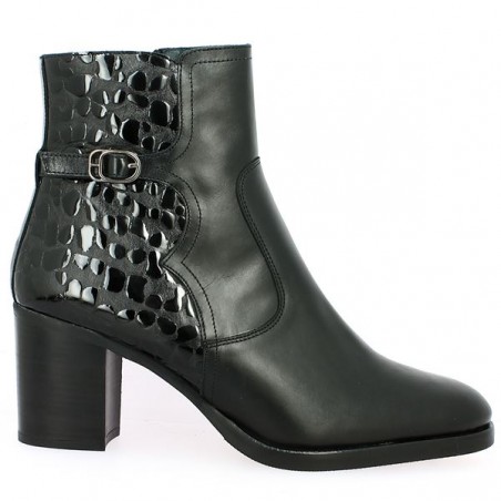 bottines bi matière vernies talon femme 42, 43, 44, 45, vue profil bottines bi matière vernies talon femme 42, 43, 44, 45, vue profil