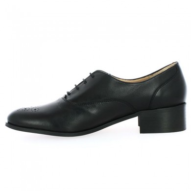 derbys black leather woman flowered end 42, 43, 44, 45 shoesissime, side view