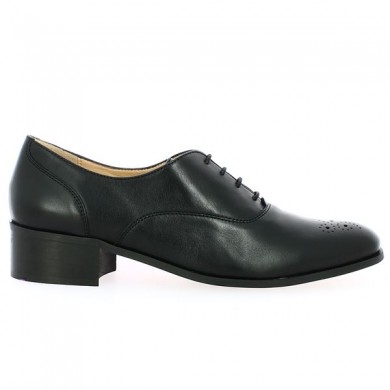 black flowered toe derbies large size woman, side view