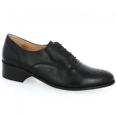 derby bout fleuri noir femme grande taille Shoesissime, vue profil