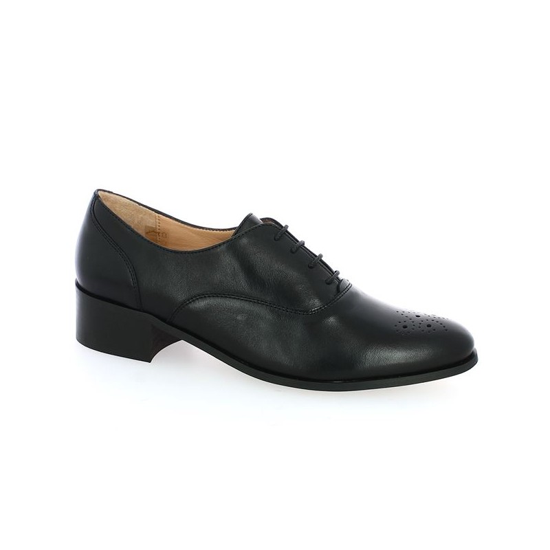 derby bout fleuri noir femme grande taille Shoesissime, vue profil