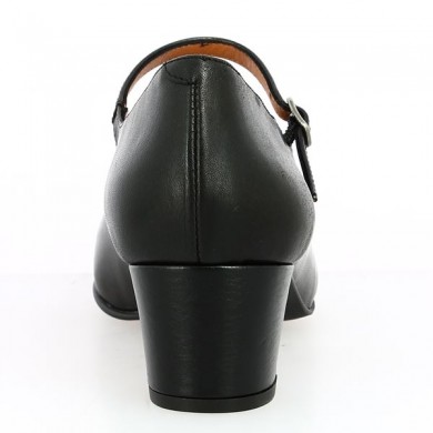 Shoesissime black trotter with large strap for women, rear view