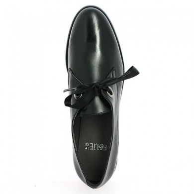 derby grande pointure femme lacets ruban cuir noir, vue dessus