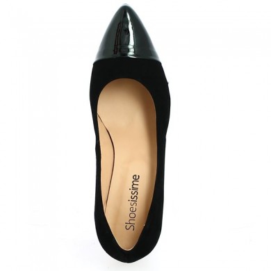 Chaussures Talon noir bout pointu vernis grande taille Shoesissime, vue dessus