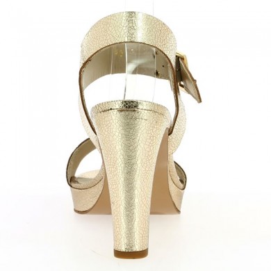 sandale femme plateforme cuir bronze doré grande pointure, vue talon