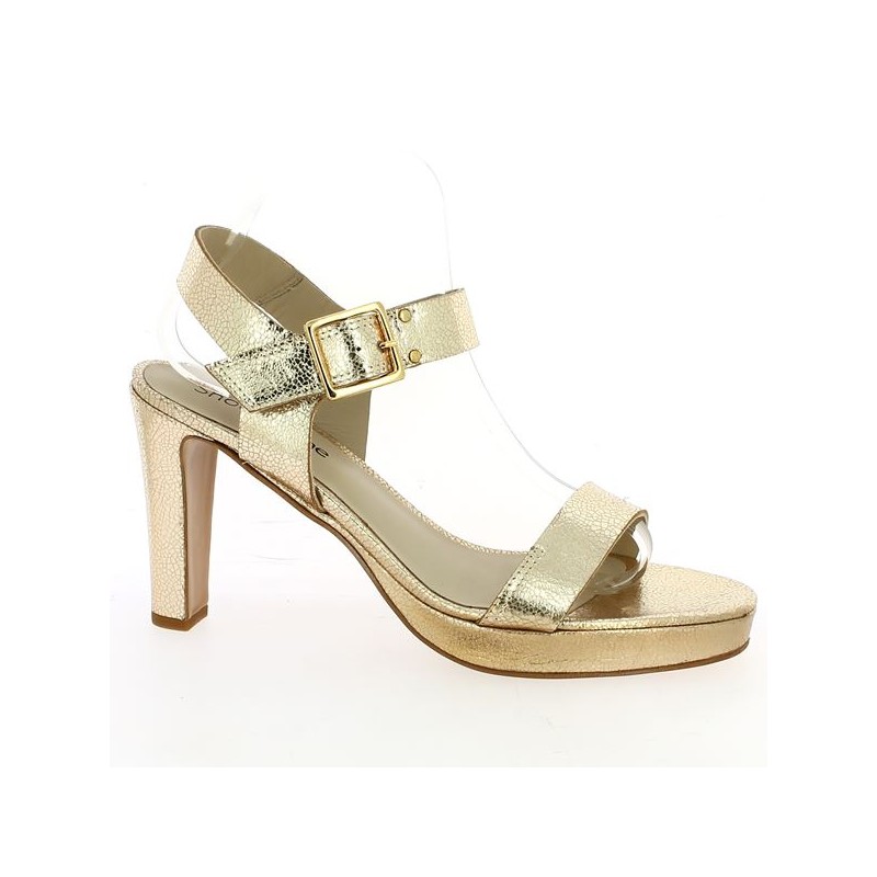 leather platform sandal bronze large size, profile view