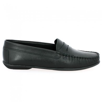 black leather moccasin 42, 43, 44, 45 Geo Reino, side view