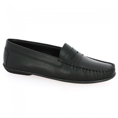 black leather moccasin large size woman Shoesissime, profile view