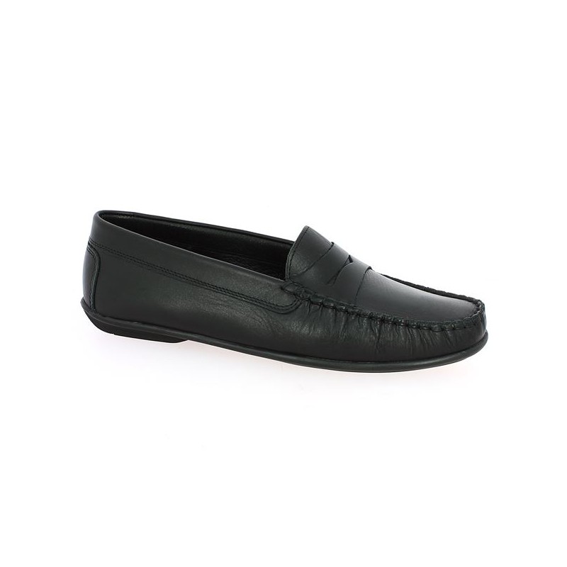 black leather moccasin large size woman Shoesissime, profile view