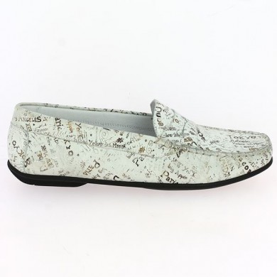 mocassin confort Shoesissime blanc grande pointure femme, vue coté
