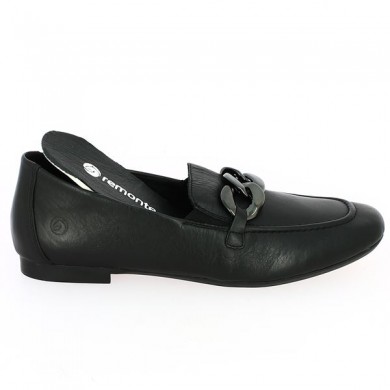 Black moccasin with removable sole D0K00-00 large size Remonte, side view