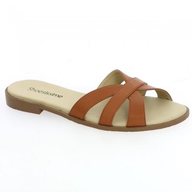 camel leather mule large size woman Shoesissime, profile view