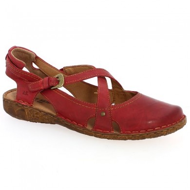 chaussure plate ouverte talon rouge grande taille femme, vue profil