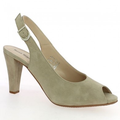 escarpin velours beige été 42, 43, 44, 45, vue profil