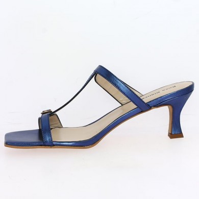 women's sandals with blue leather heel and square toe 42, 43, 44, 45, interior view