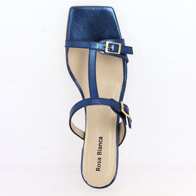 blue leather mule with square toe 42, 43, 44, 45, seen above