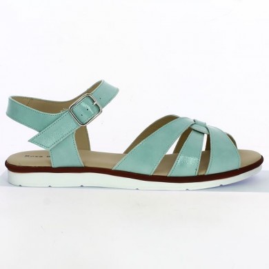 turquoise flat nude shoes large size woman Shoesissime, side view