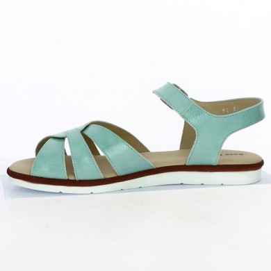 turquoise patent leather comfort sandal large size woman, interior view