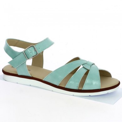sandale turquoise plate grande taille femme Shoesissime, vue profil