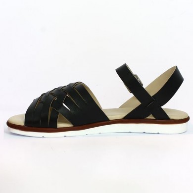 Shoesissime black leather comfort sandal large size woman, interior view