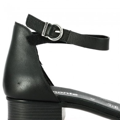 Sandale cuir noir contrefort 42, 43, 44, 45 femme, vue détails