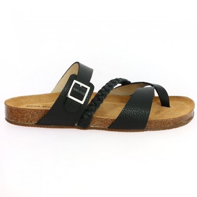 sandal cork with black leather slats for women 42, 43, 44, 45 Shoesissime, side view