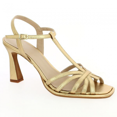 sophisticated high heel gold sandal 42, 43, 44, 45, profile view