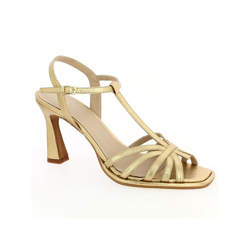 sophisticated high heel gold sandal 42, 43, 44, 45, profile view