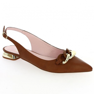 Shoesissime ballerina with chains and open heel, profile view