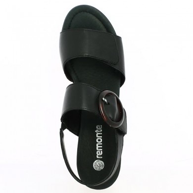 Remonte shoe large size D0P53-00 black sandal, top view