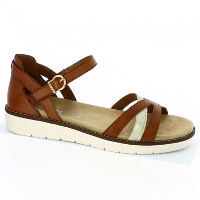camel sandal with heel counter large size woman, profile view