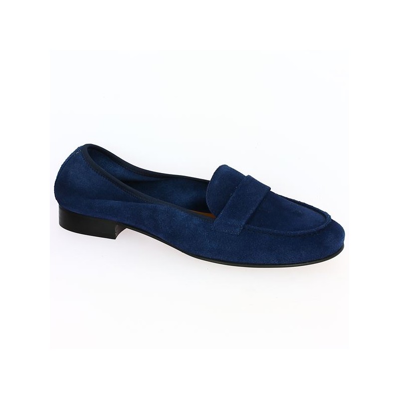 Moccasin large size blue velvet Folie's, profile view