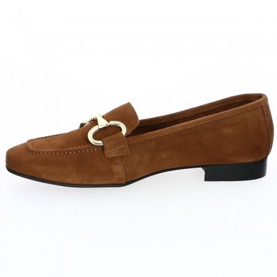 Mocassin femme cuir Camel chaine dorée grande taille Shoesissime, vue intérieure