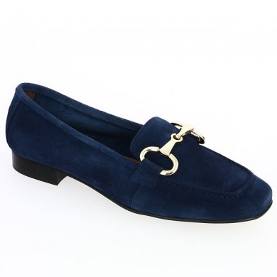 mocassin bleu chaine dorée femme 42, 43, 44, 45 Shoesissime, vue profil