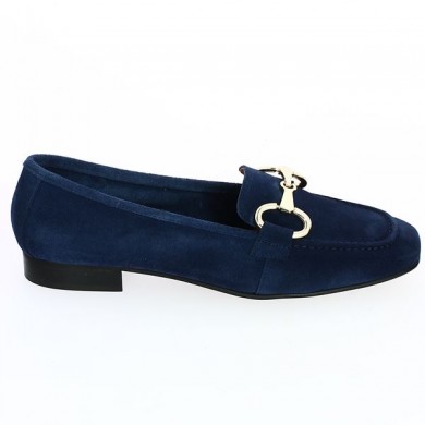 moccasin blue velvet gold chain woman large size Folie's, side view
