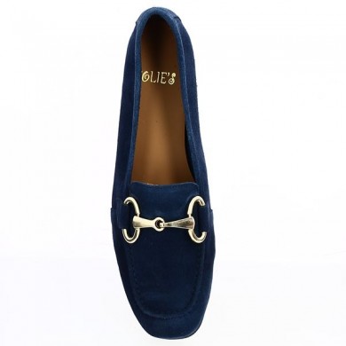 Folie's blue velvet shoes with gold chain, large size, top view