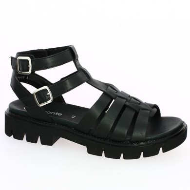 D7956-00 black chuncky sandal 42, 43, 44, 45 woman, profile view
