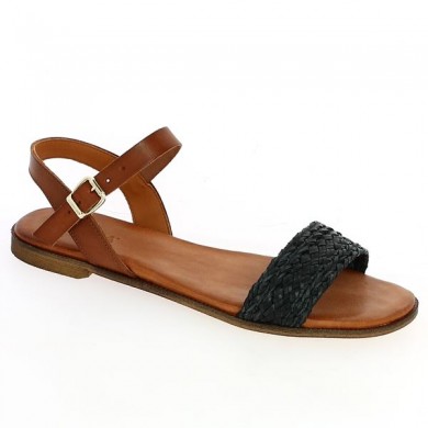 camel and black leather sandal woman 42, 43, 44, 45 Shoesissime, profile view