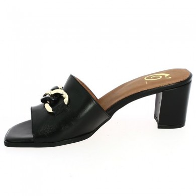 mule heels 42, 43, 44,4 5 black gold chain, interior view