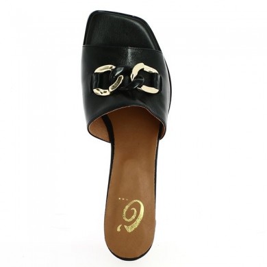 heeled mule 42, 43, 44,4 5 black chain, top view